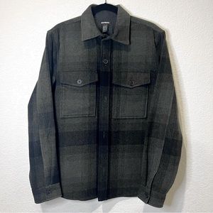 Express Plaid Wool-Blend Shirt Jacket